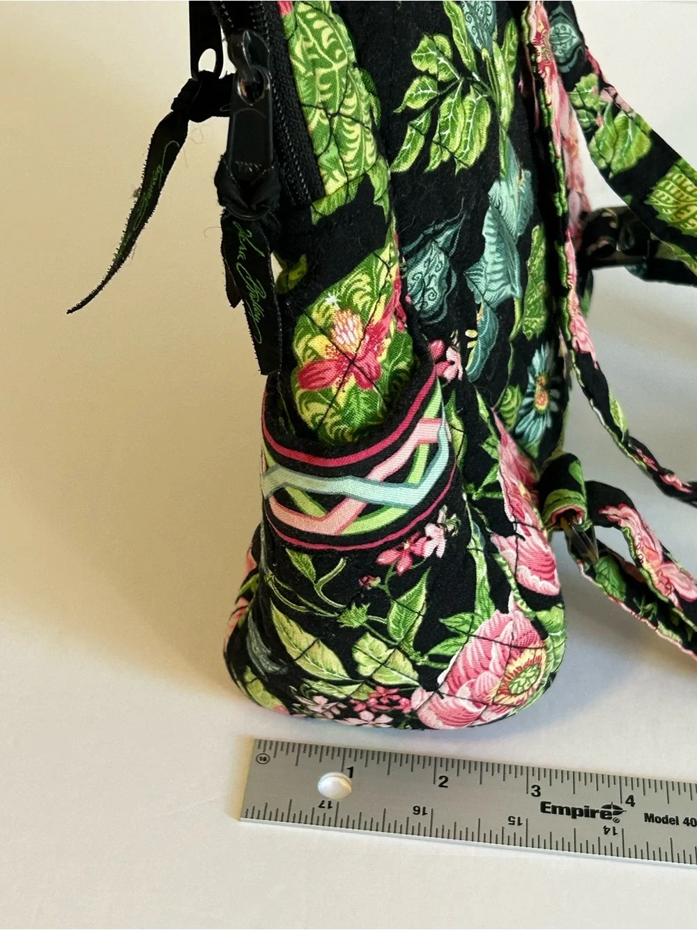 Vera Bradley Quilted Floral Backpack in Pink and Green